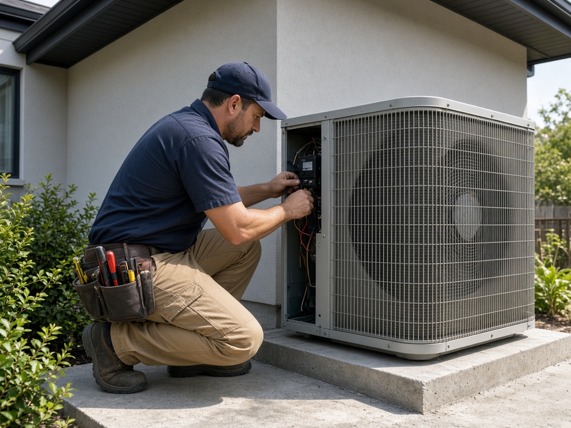 Outdoor HVAC condenser covered by a home warranty